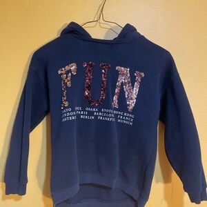 Zara Black Girls Kids Hoodie with Sequin Design Size 8